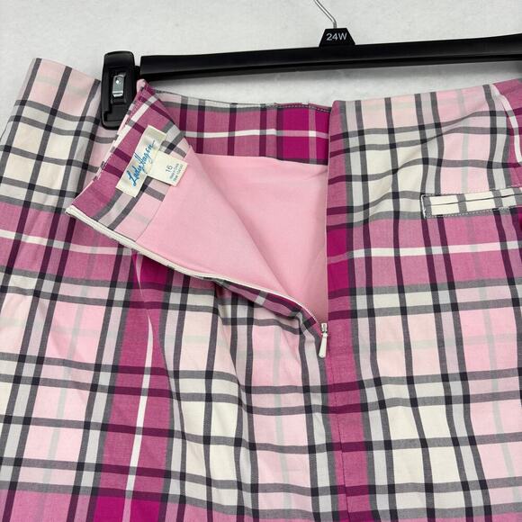 Lady Hagen Golf Skort Size 16 Pink Plaid Breast Cancer Logo Built in Shorts Zip - Picture 7 of 11